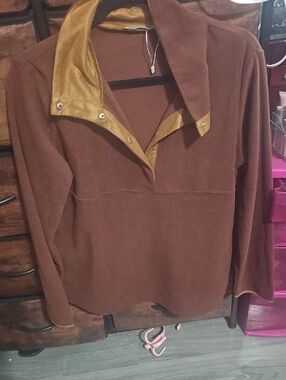 Furla Metallic Gold and Tan Satin Top